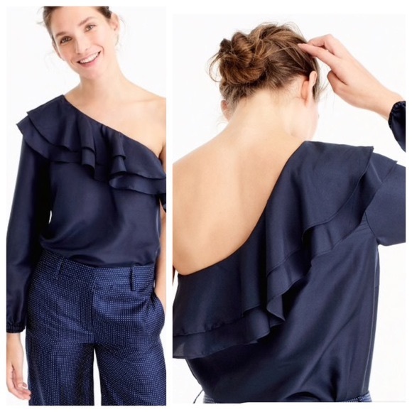 J. Crew Tops - J.Crew one shoulder silk shantung top